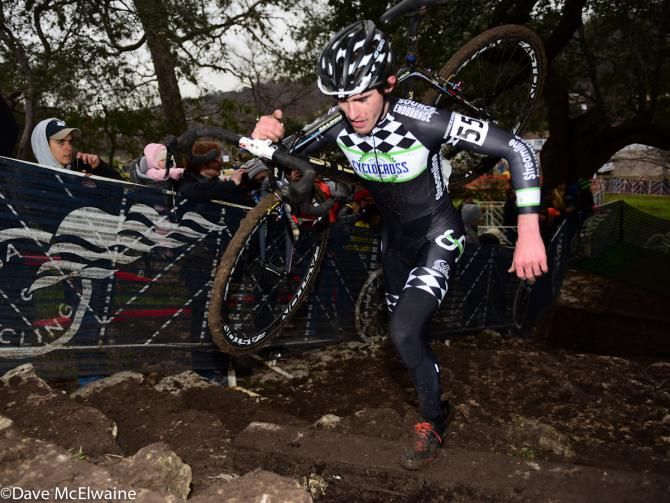 Zach McDonald (Cyclocross Project 2015) running the big set of stone steps