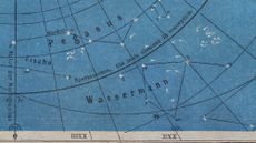 Illustrative collage of a vintage map of the sky with sperm swimming through it