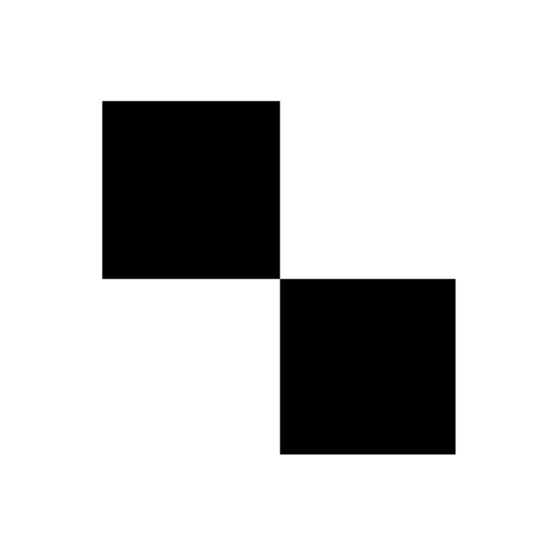 A kitchen with black and white tiles