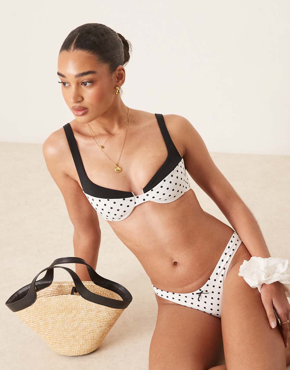Free Society Polka Dot Underwire Bikini Top in White