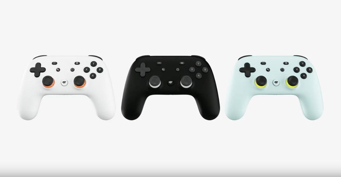 Google Stadia Controller in three colours