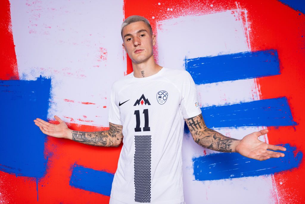 Arsenal target Benjamin Sesko of Slovenia poses for a portrait during the Slovenia Portrait session ahead of the UEFA EURO 2024 Germany on June 12, 2024 in Wuppertal, Germany. (Photo by Pat Elmont - UEFA/UEFA via Getty Images)