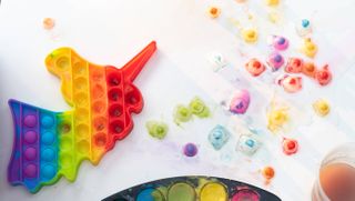 Ice cube tray used for creative painting