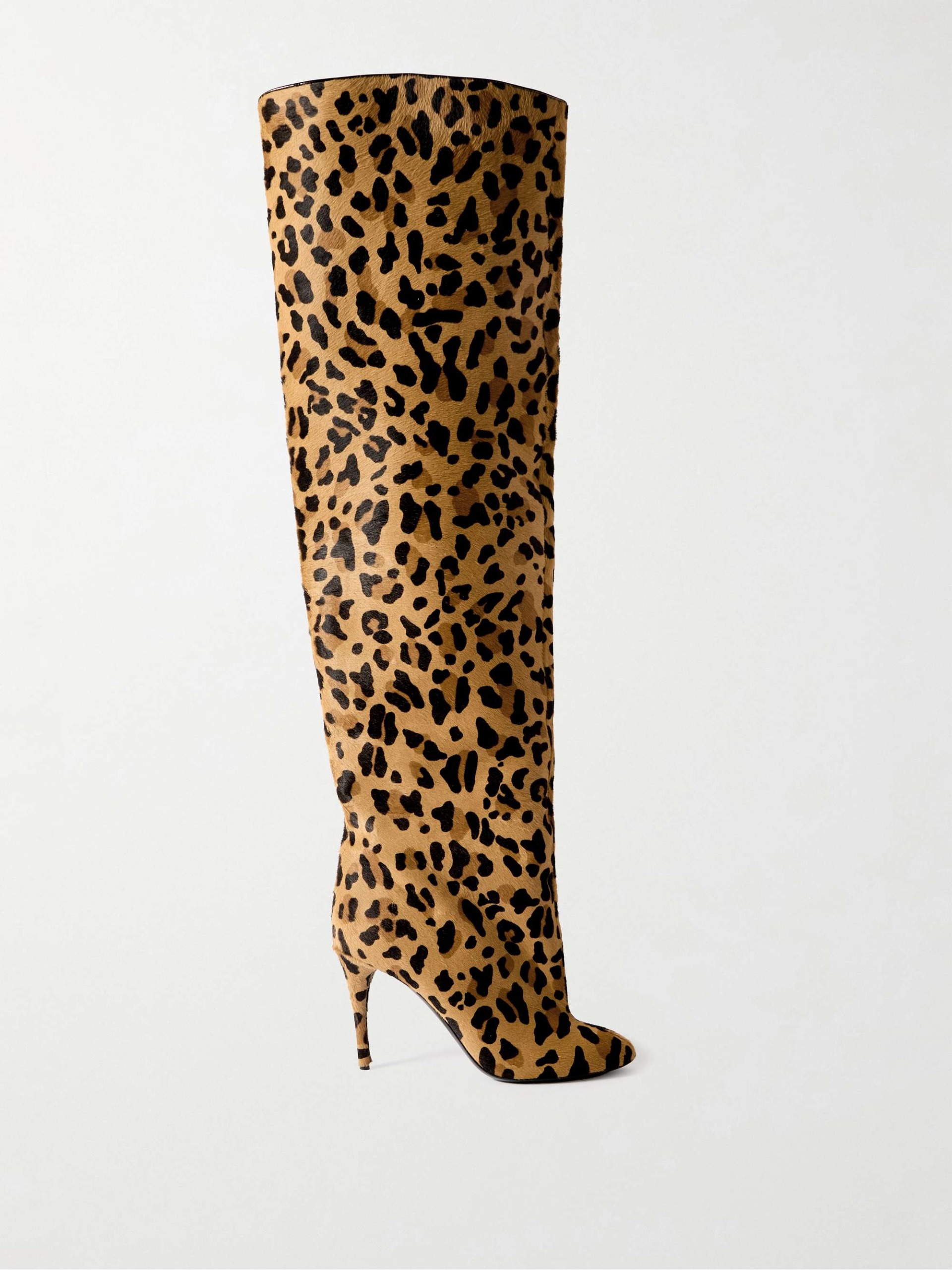 Leopard-Print Calf Hair Over-The-Knee Boots