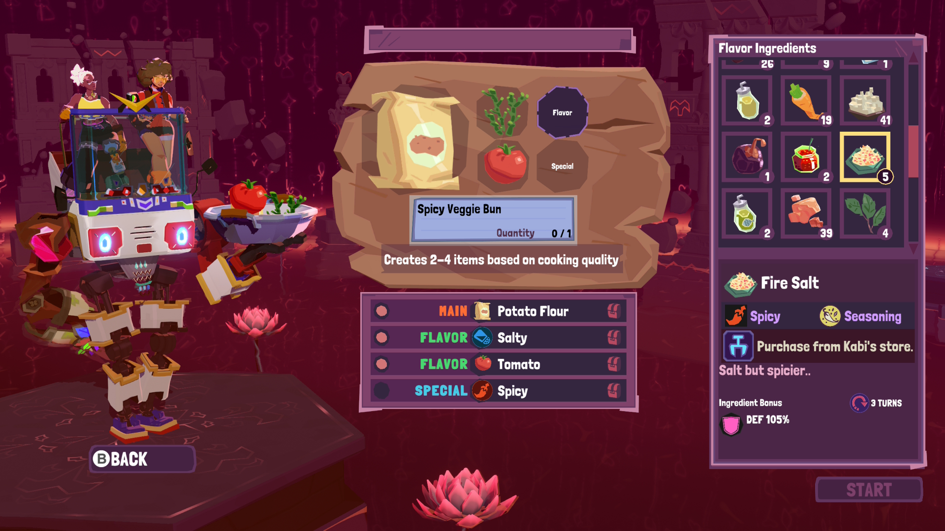 The ingredients menu in Dosa Divas as the trio prepares to cook a dish