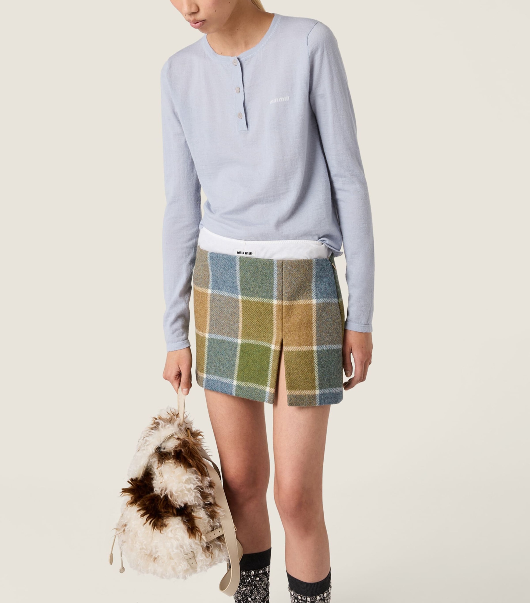 Miu Miu Cashmere Henley T-Shirt