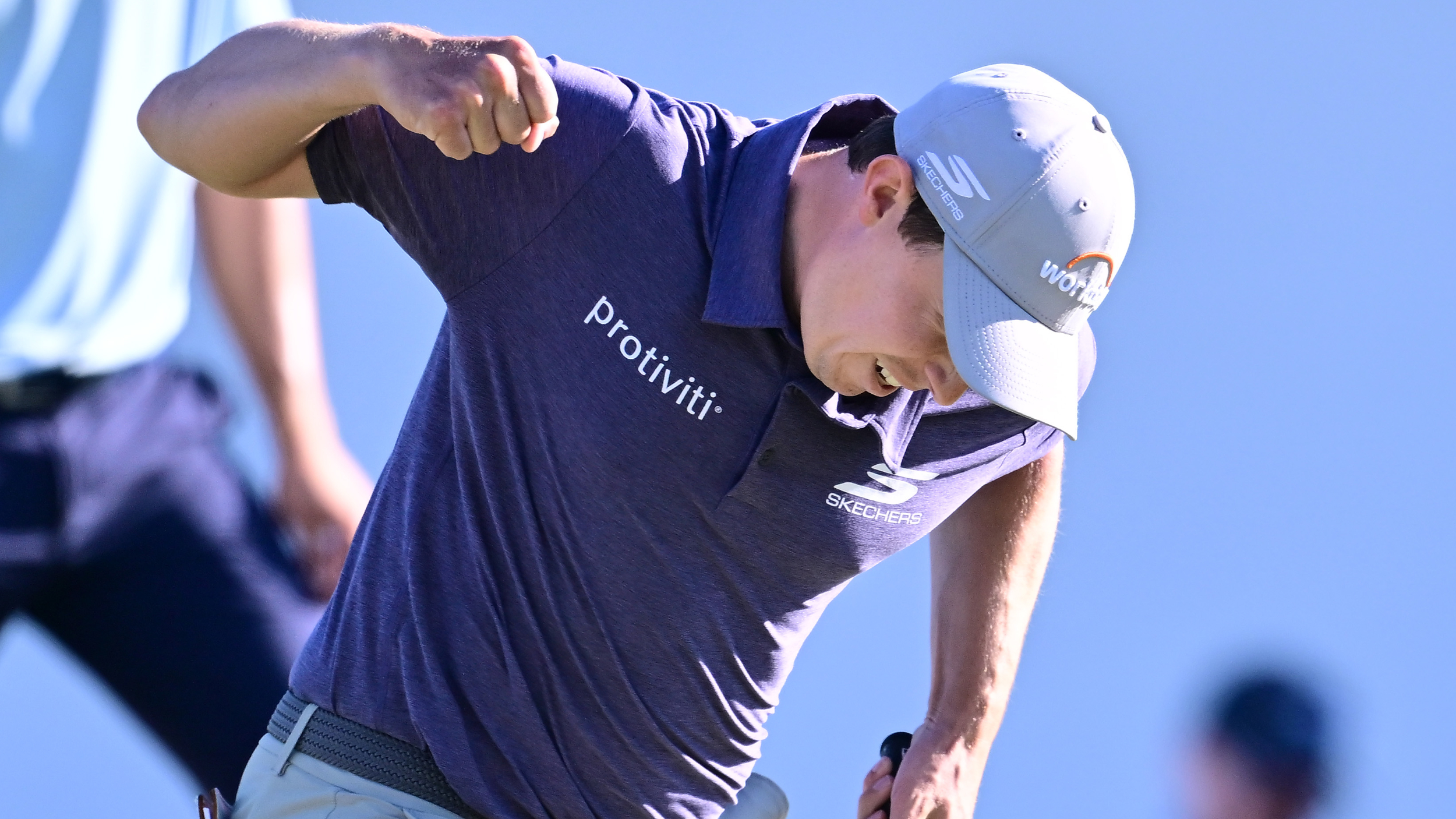 Matt Fitzpatrick celebrates winning the Valspar Championship    