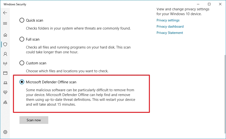 Microsoft Defender Offline Scan