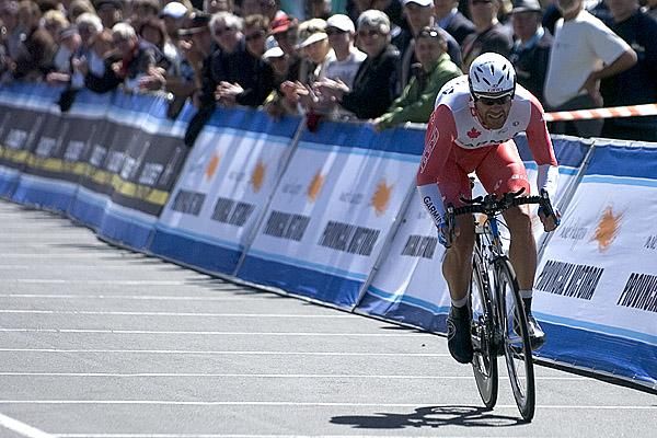 Svein Tuft (Garmin Slipstream) from Canada gets to the line with the second fastest time of the day.