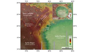 This elevation map of Jezero Crater on Mars was created from ESA Mars Express data.