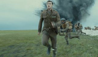 George MacKay running along the trench in 1917.