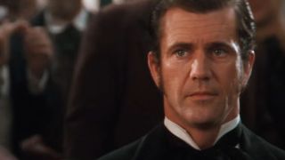 A close up of Mel Gibson in a suit in Maverick