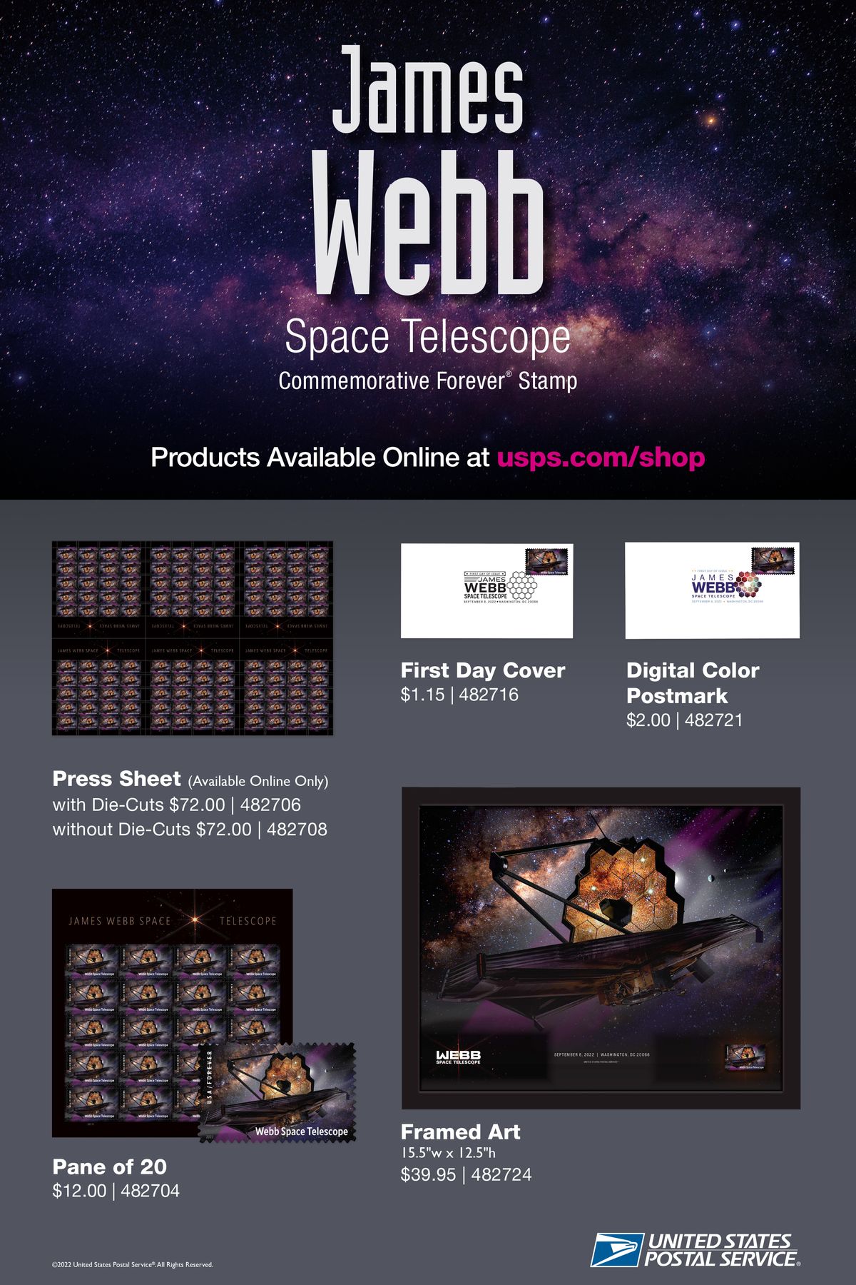 US Postal Service releases James b Space Telescope stamp