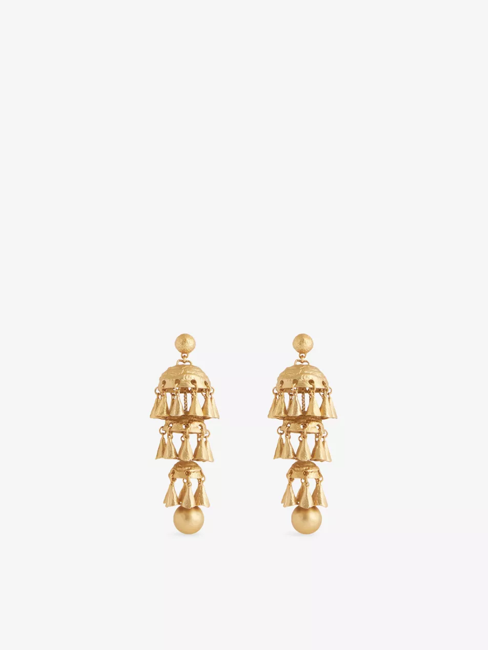 Whimsy Chandeliers 14ct Gold-Plated Brass Drop Earrings