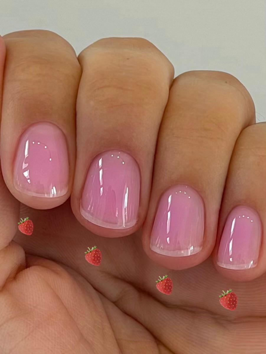 A strawberry blush manicure by Harriet Westmoreland