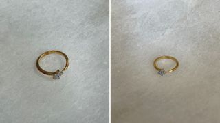 Ring before and after being cleaned