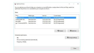 hard disk defragmentation menu option for Windows