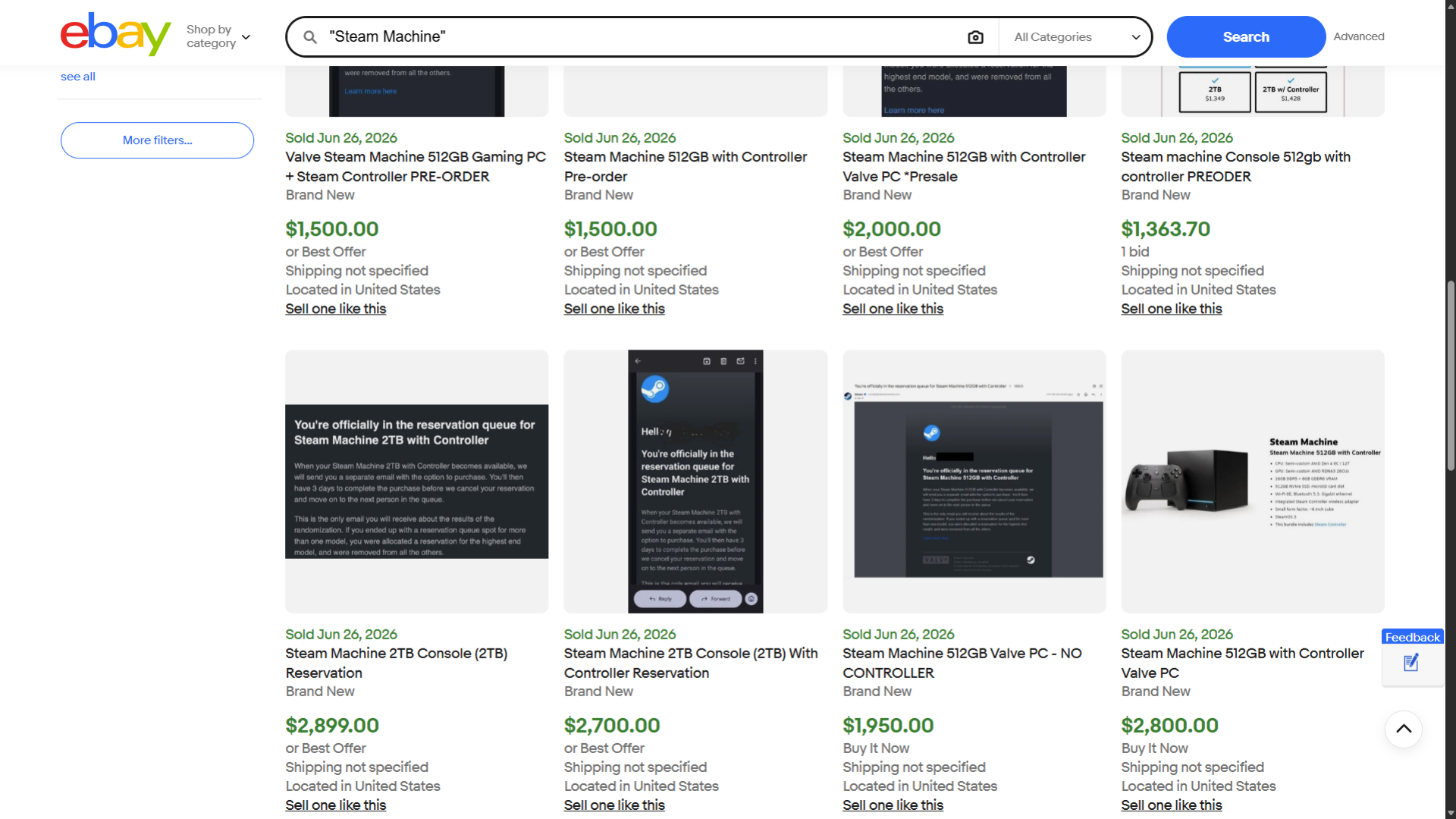Steam Machines being sold by scalpers on eBay