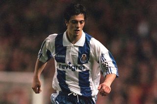 Zlatko Zahovic in action for Porto against Manchester United in the Champions League in March 1997.