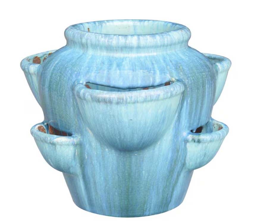 14.5 x 7 x 12 Caribbean Blue Decorative 21Qt Strawberry Jar