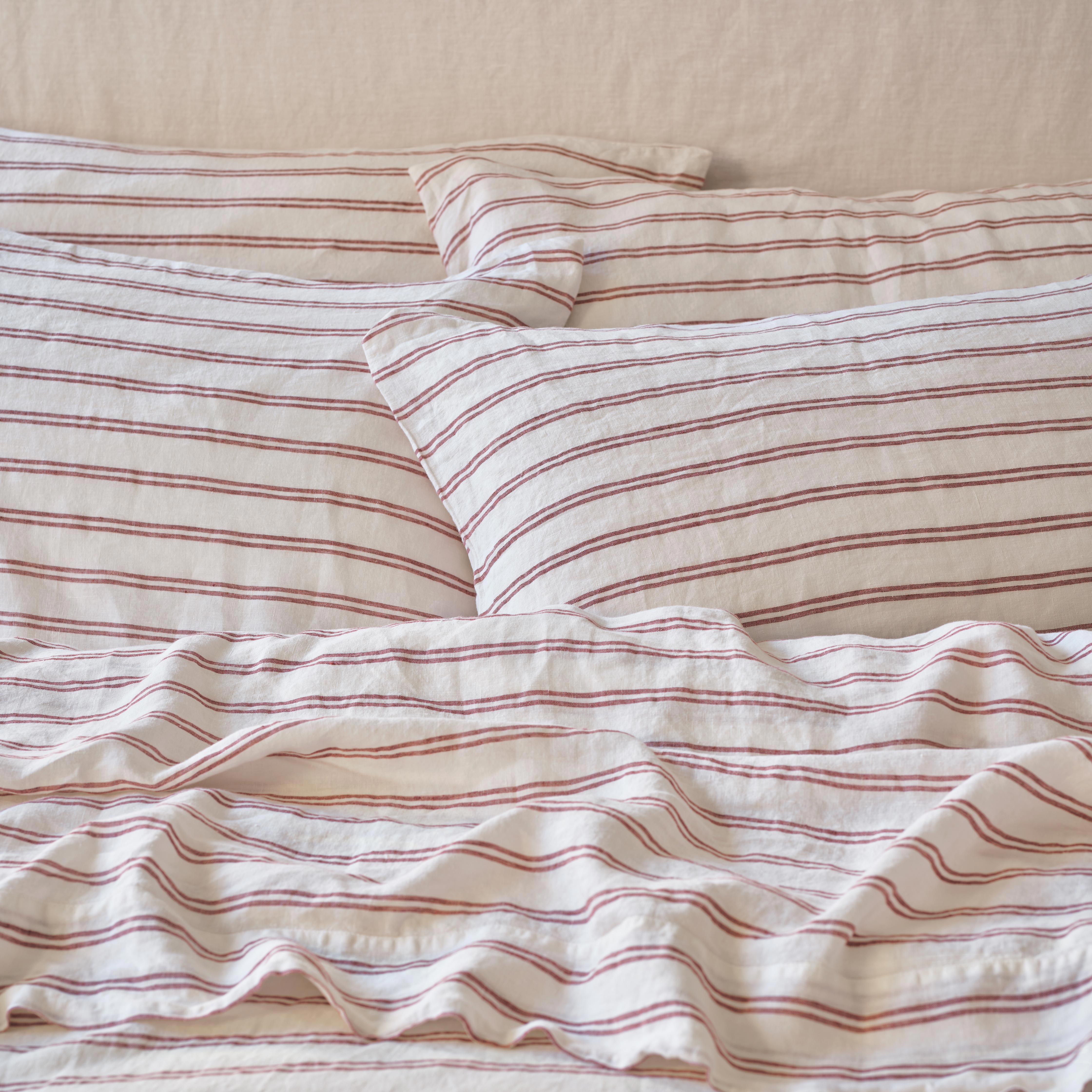 Rhubarb Kemptown Stripe Linen Blend Pillowcase (pair)