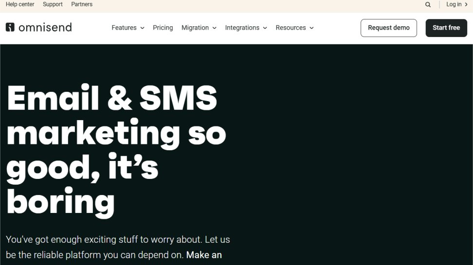 Omnisend website screenshot (June 2025).