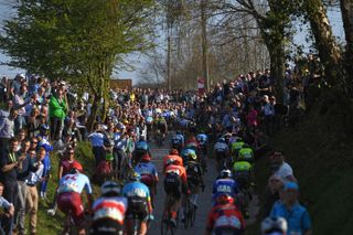 Fans line the side of the road on the climb of the Oude Kwaremont during the 2019 edition of the E3 BinckBank Classic, which was cancelled in 2020 due to the coronavirus pandemic