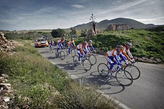 Rabobank riders enjoy sunny weather in Spain's southern Almería province during a pre-season camp.