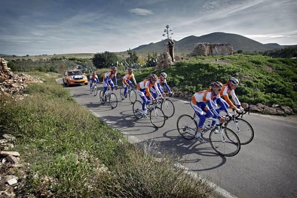 Rabobank riders enjoy sunny weather in Spain's southern Almer&iacute;a province during a pre-season camp.