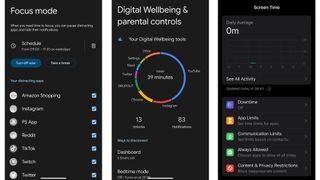 Android Digital Wellbeing and iOS Screen Time screenshots