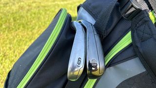 The sole of the Callaway Big Bertha 2023 Irons (right) compared against the Callaway XR irons (left)