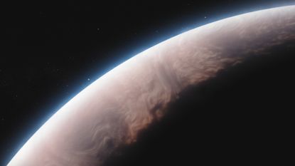 An artist&rsquo;s impression of the exoplanet WASP-17b, which may contain clouds of quartz in its atmosphere.