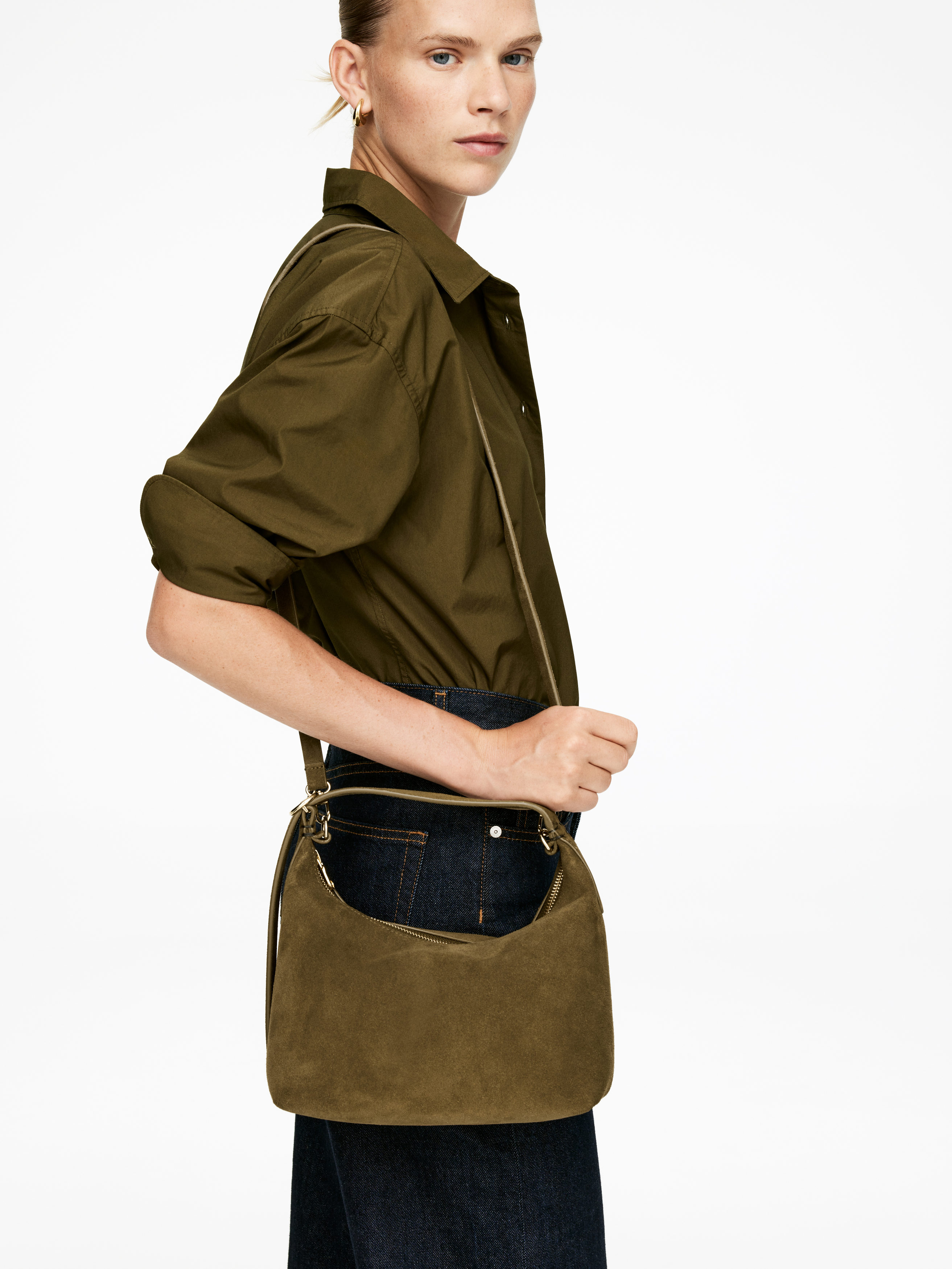 Suede Bag &amp;ndash; Khaki Green &amp;ndash; Women &amp;ndash; Arket Gb