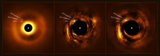 a dot representing an exoplanet circles a blacked out star