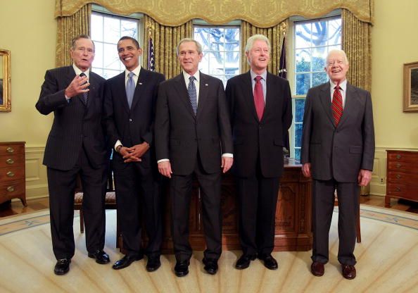 George H.W. Bush, President Obama, George W. Bush, Bill Clinton, and Jimmy Carter.