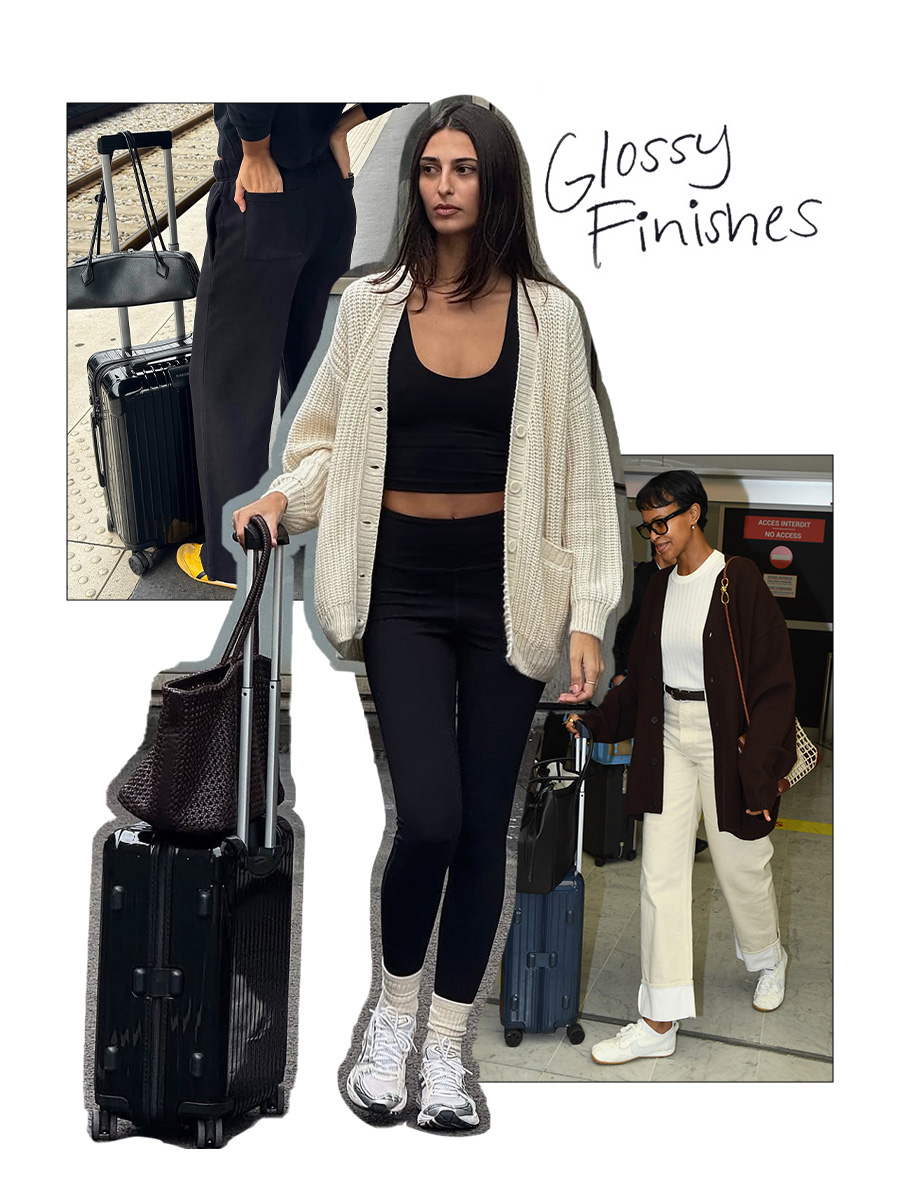 a collage of celebrity and influencer imagery featuring the biggest luggage trends of 2026