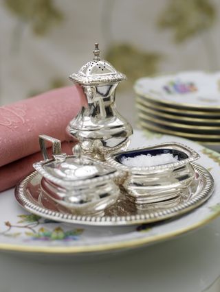 Silver tray and silver items