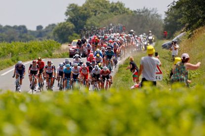 The peloton on stage 14 of the 2021 Tour de France
