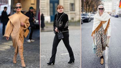 composite of street style images of people wearing the best winter boots for women