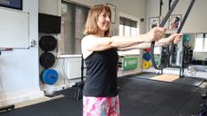 Veronica Barnsley training with resistance bands