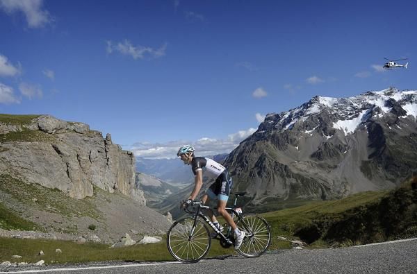 Andy Schleck attacks the Alps with gusto.