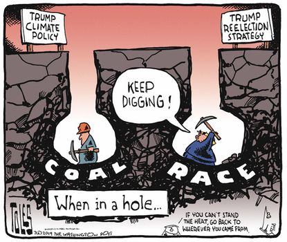 Political Cartoon Trump Reelection Strategy Digging A Hole