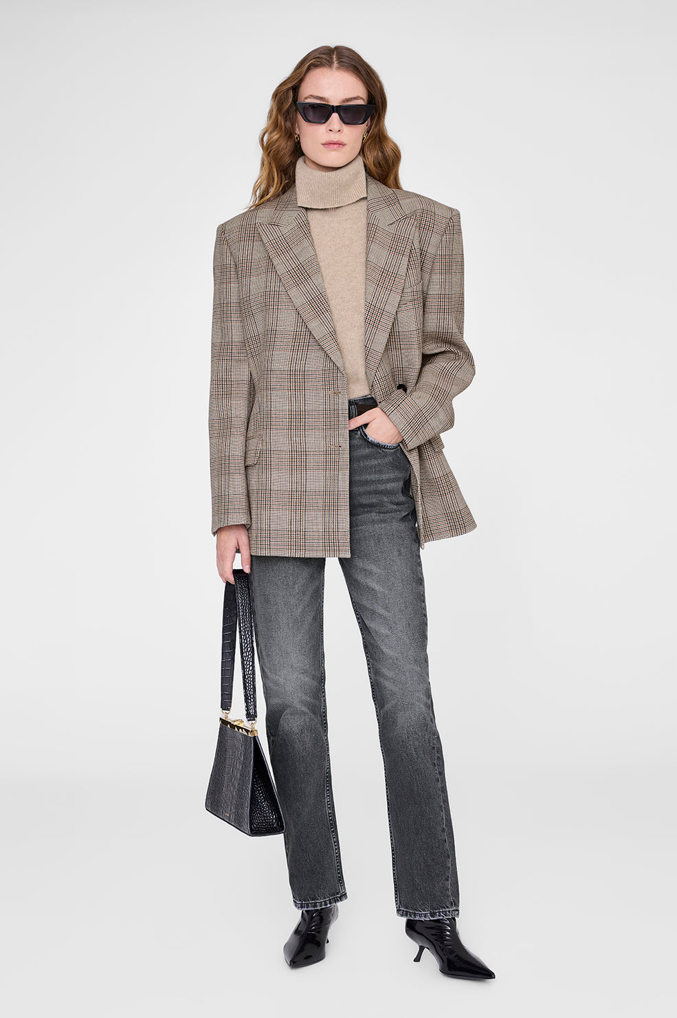 Aretha Blazer - Brown Plaid