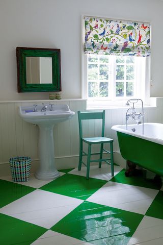 bathroom with painted floor