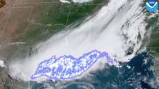 A lightning "mapper" on the GOES-16 satellite captured images of the megaflash lightning bolt on April 29, 2020, over the southeastern U.S. 