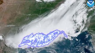 A lightning "mapper" on the GOES-16 satellite captured images of the megaflash lightning bolt on April 29, 2020, over the southeastern U.S. 