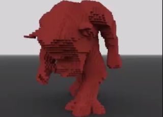 Untextured voxel mock up of the Pinkie enemy from Doom