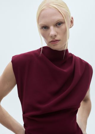 Gathered Turtleneck Dress - Women | Mango Usa