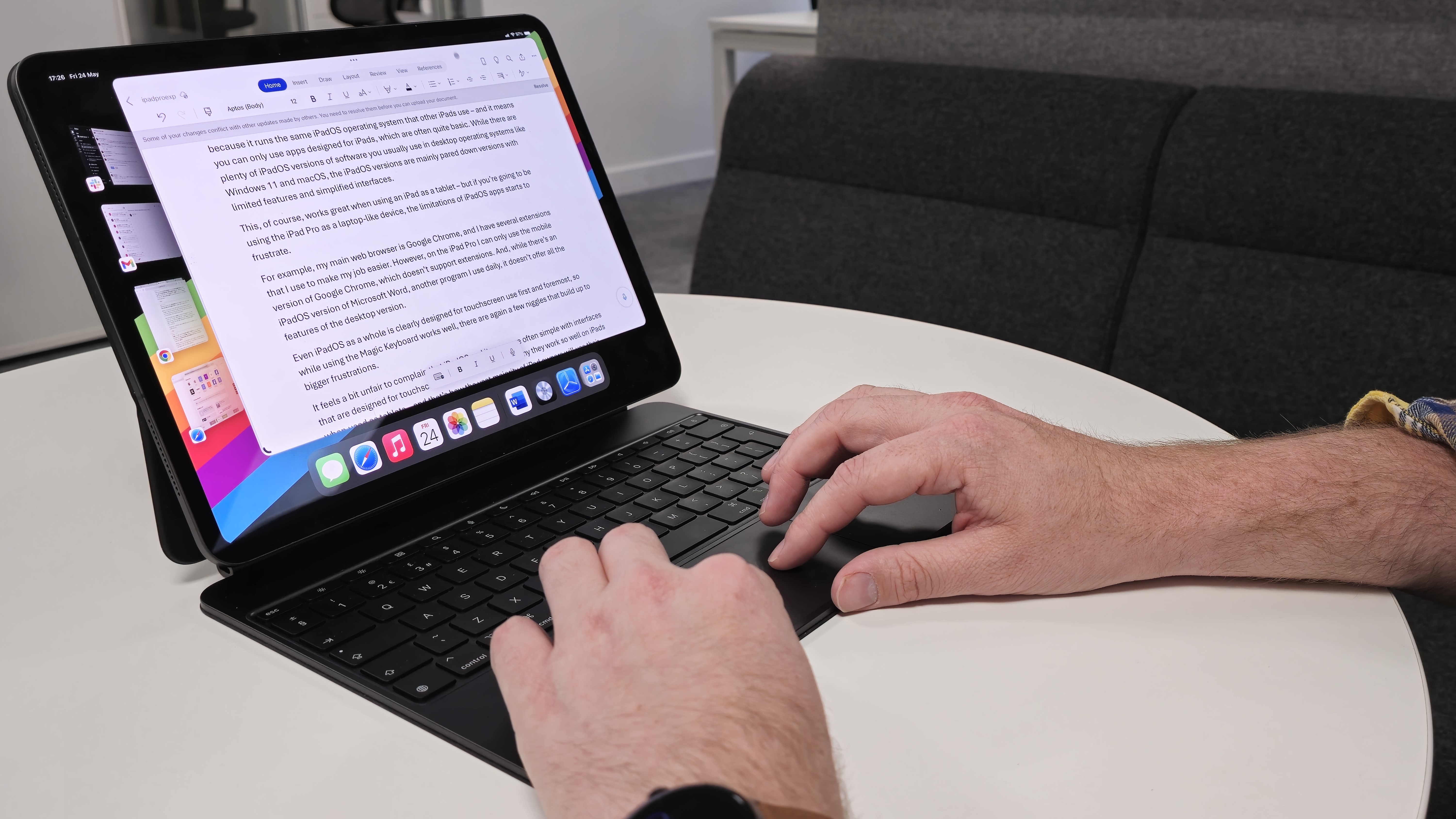 iPad Pro being used as a laptop in an office