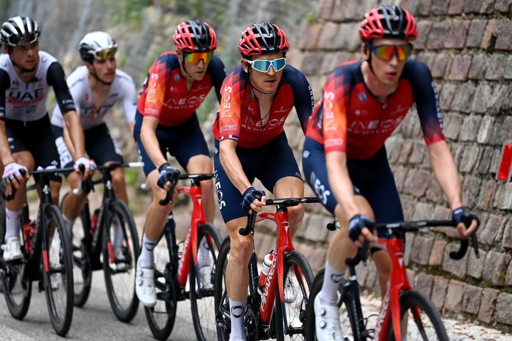 MONTE BONDONE ITALY MAY 23 Geraint Thomas of The United Kingdom and Team INEOS Grenadiers competes during the 106th Giro dItalia 2023 Stage 16 a 203km stage from Sabbio Chiese to Monte Bondone 1642m UCIWT on May 23 2023 in Monte Bondone Italy Photo by Tim de WaeleGetty Images